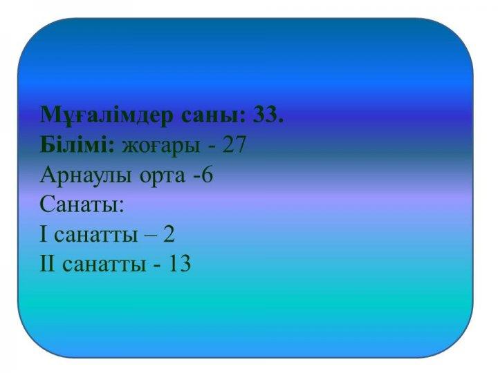 Мектептің педагогикалық кадрлары туралы мәлімет